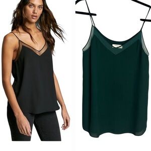 Aritzia Babaton Galen Mesh Panel Emerald Green Camisole, Size XXS